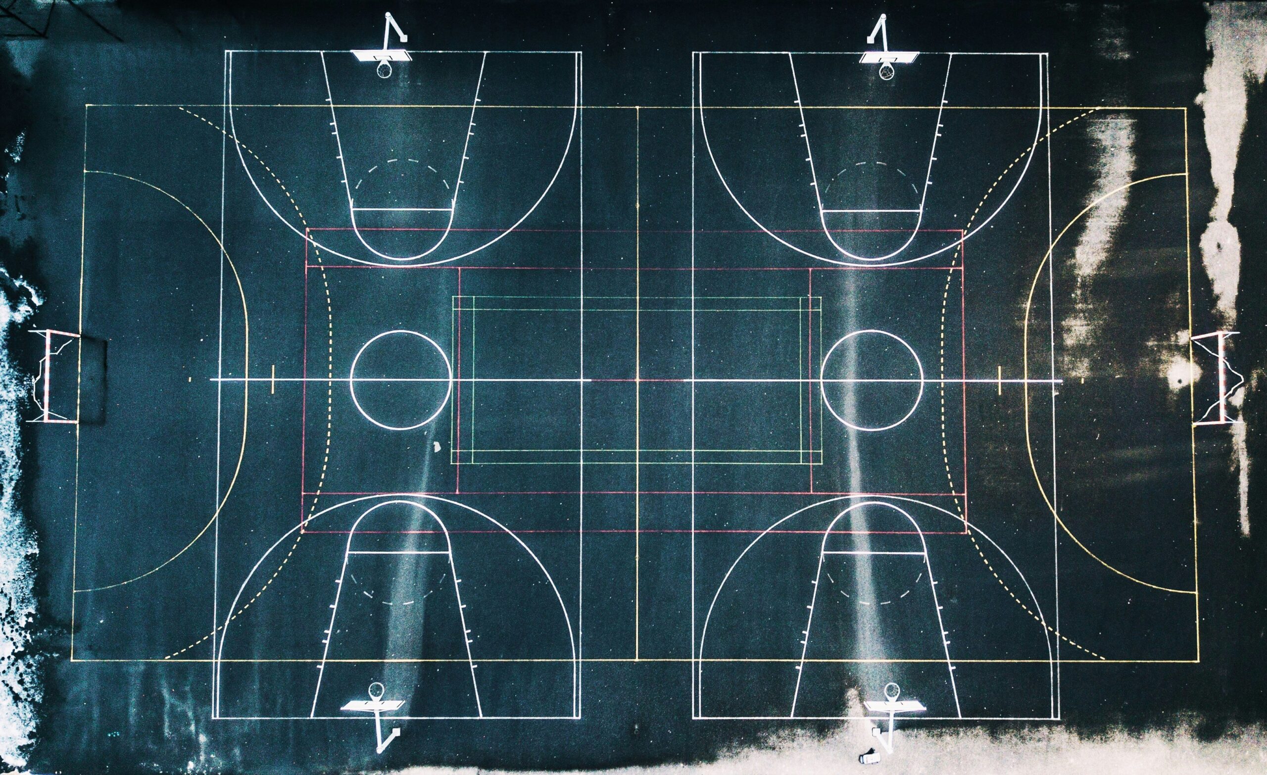 The line design of a basketball court