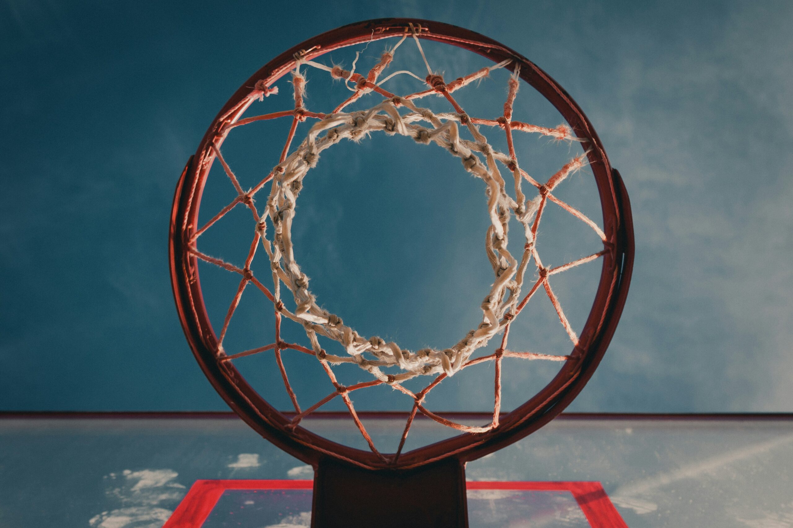 A circular basket from a basketball court